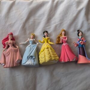 Vintage Disney Princess Figures Ariel Cinderella Belle Aurora Mulan Cake Toppers